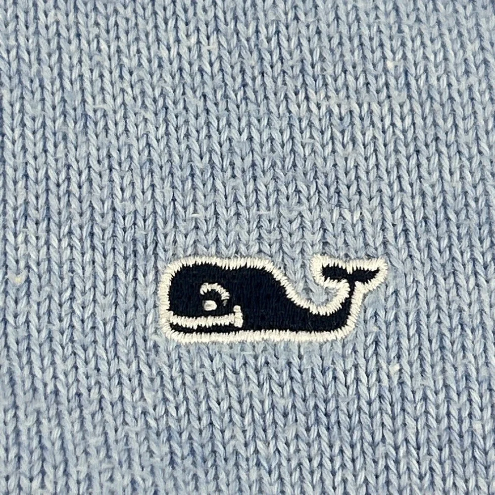 Vineyard Vines Quarter Zip Sweater Mens L Blue Whale‎ Logo Pullover Preppy